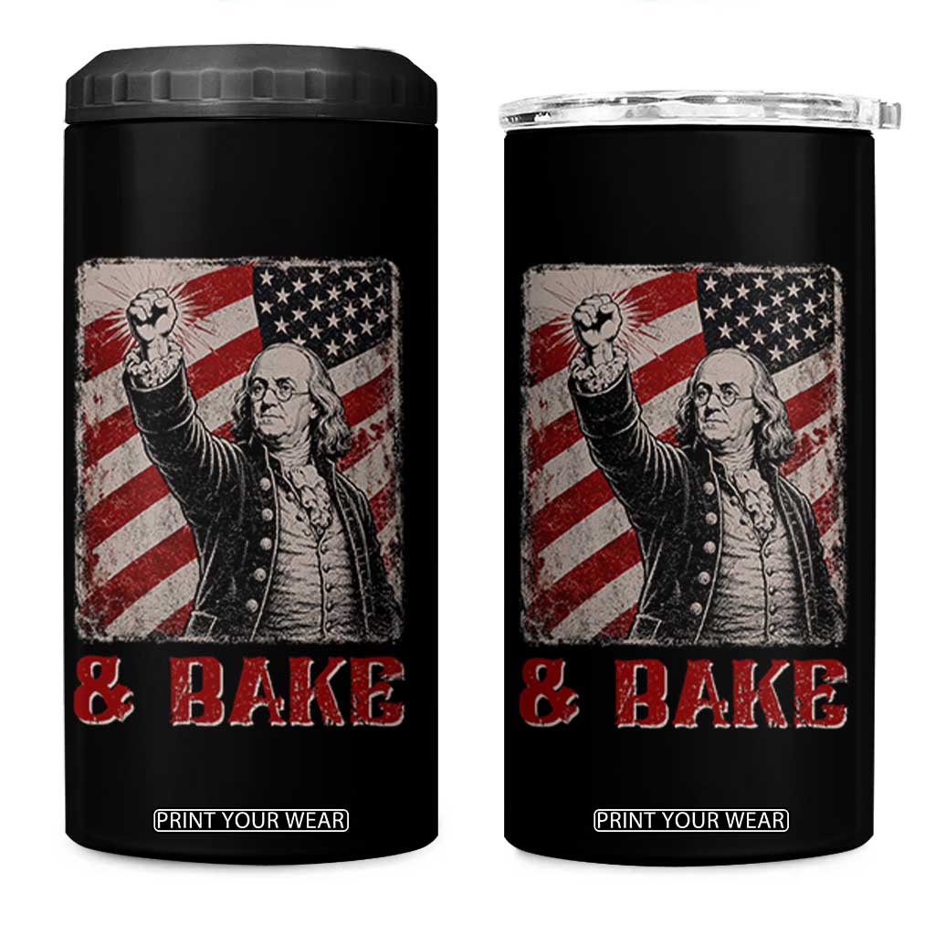 Shake And Bake Benjamin Franklin 4th of July Couple Matching 4 in 1 Can Cooler Tumbler TS11 One Size: 16 oz Black Print Your Wear