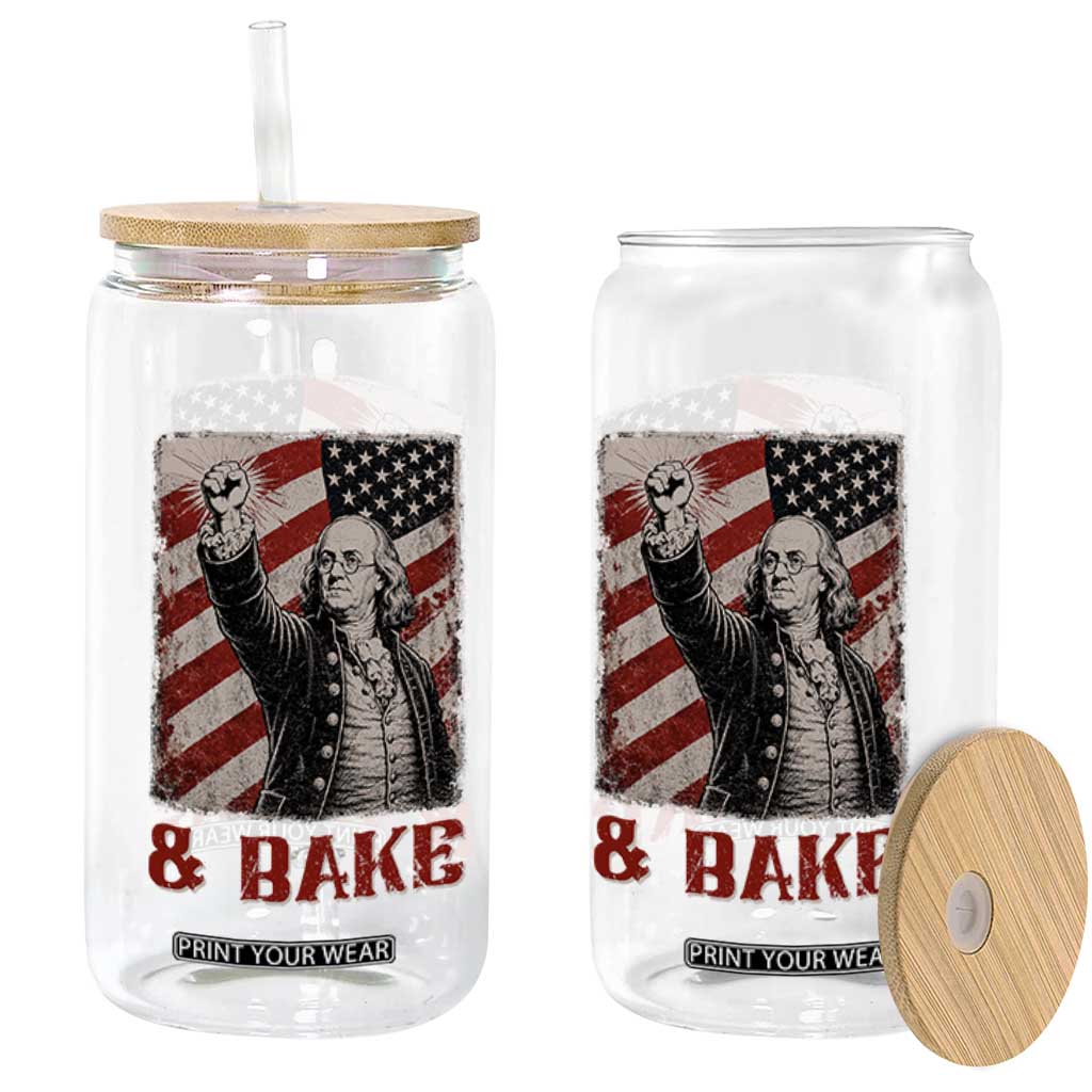 Shake And Bake Benjamin Franklin 4th of July Couple Matching Glass Can