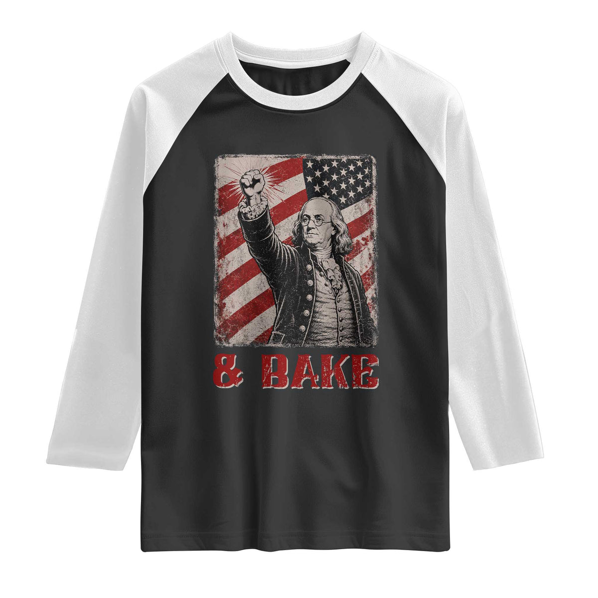Shake And Bake Benjamin Franklin 4th of July Couple Matching Raglan Shirt