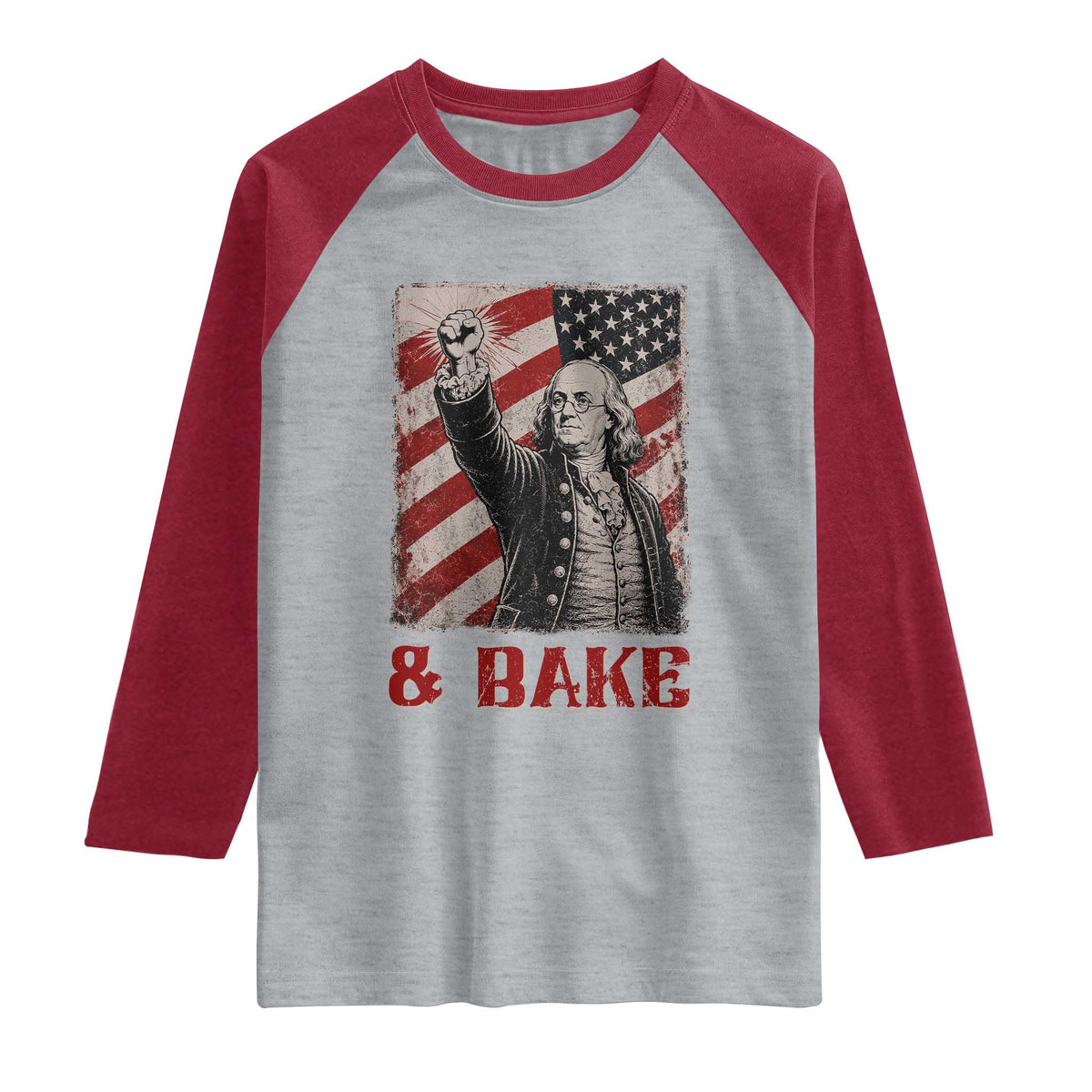 Shake And Bake Benjamin Franklin 4th of July Couple Matching Raglan Shirt