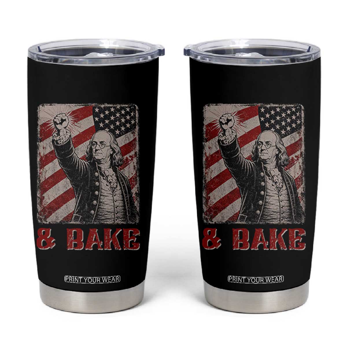 Shake And Bake Benjamin Franklin 4th of July Couple Matching Tumbler Cup