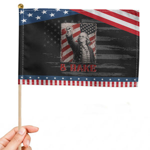 Shake And Bake Benjamin Franklin 4th of July Couple Matching Patriotic Handheld Flag