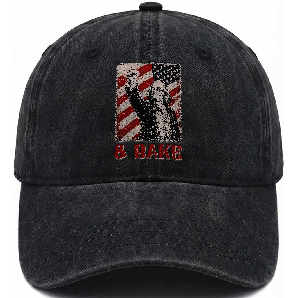Shake And Bake Benjamin Franklin 4th of July Couple Matching Washed Cotton Baseball Cap