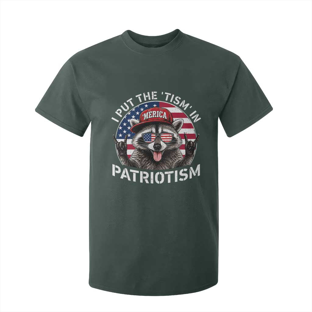 I Put The Tism In Patriotism T Shirt For Kid Patriotic Raccoon 4th of July