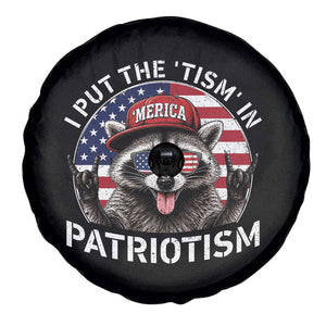 I Put The Tism In Patriotism Spare Tire Cover Patriotic Raccoon 4th of July