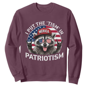 I Put The Tism In Patriotism Sweatshirt Patriotic Raccoon 4th of July