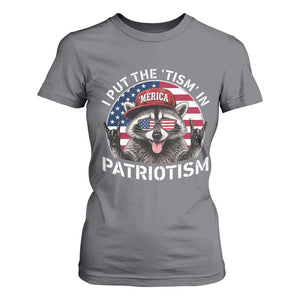 I Put The Tism In Patriotism T Shirt For Women Patriotic Raccoon 4th of July