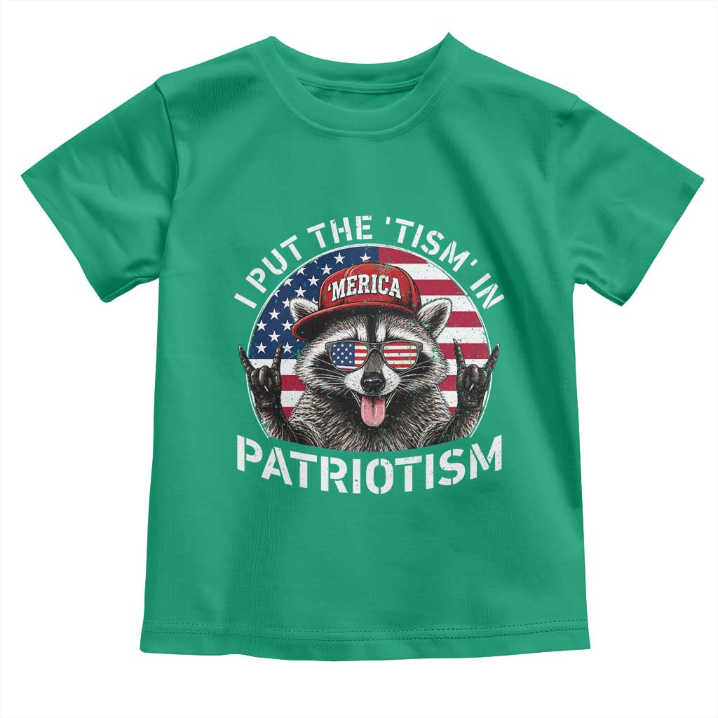 I Put The Tism In Patriotism Toddler T Shirt Patriotic Raccoon 4th of July