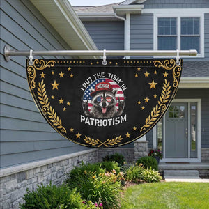 I Put The Tism In Patriotism Patriotic Fan Flag Raccoon 4th of July