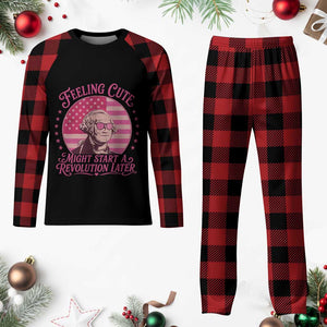 Feeling Cute Might Start A Revolution Later Plaid Pajama Set George Washington 4th of July