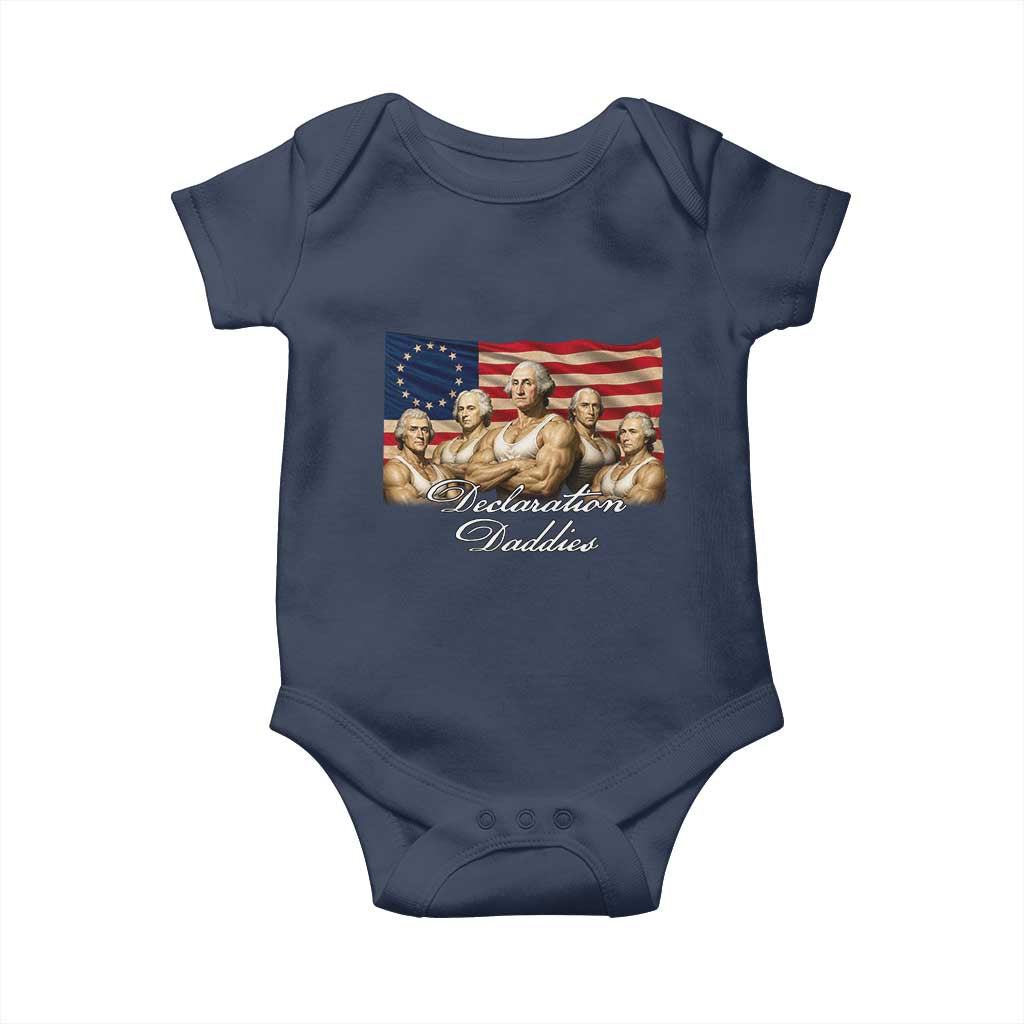 Declaration Daddies Funny 4th of July Founding Fathers Baby Onesie Vintage Betsy Ross Flag