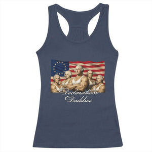 Declaration Daddies Funny 4th of July Founding Fathers Racerback Tank Top Vintage Betsy Ross Flag