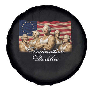 Declaration Daddies Funny 4th of July Founding Fathers Spare Tire Cover Vintage Betsy Ross Flag