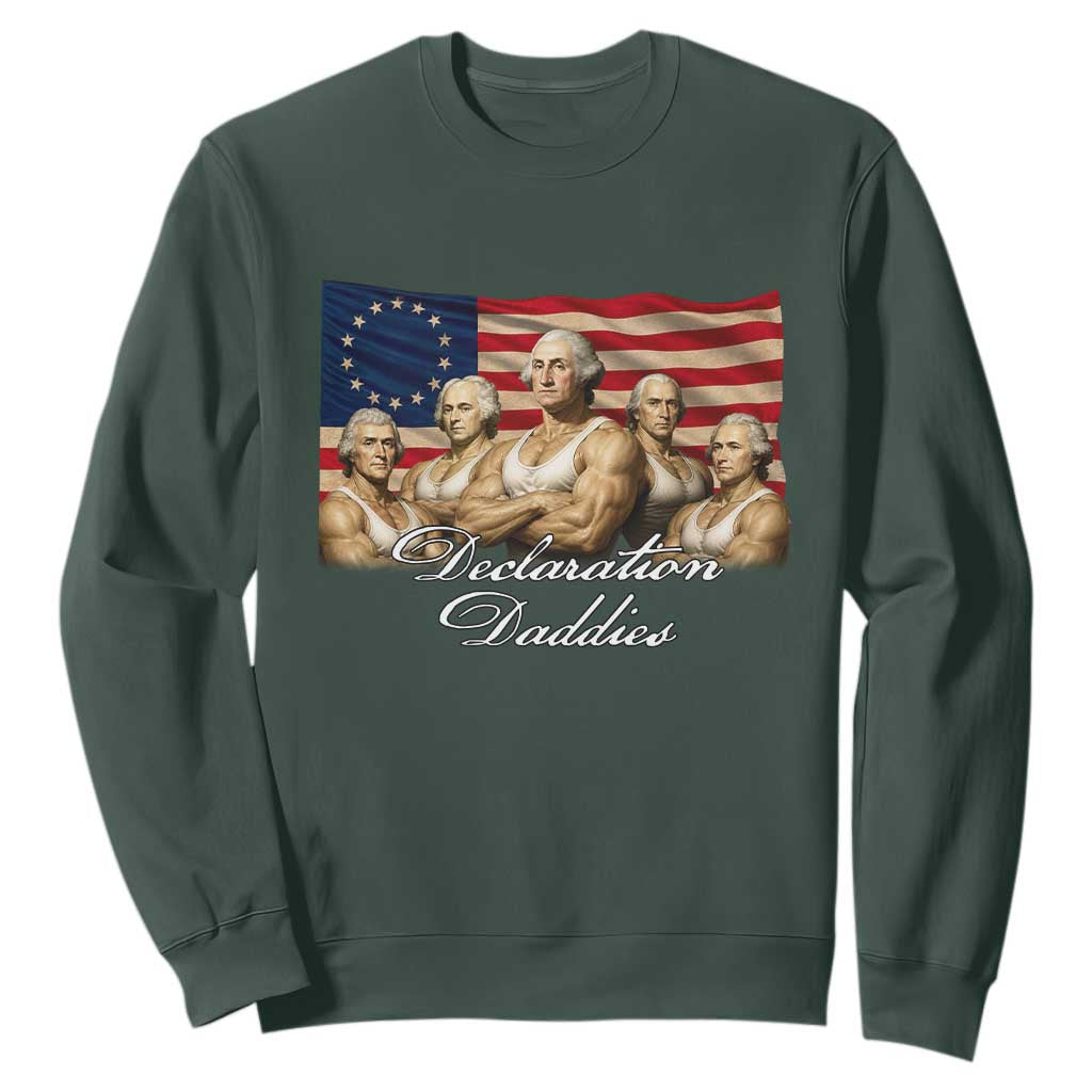 Declaration Daddies Funny 4th of July Founding Fathers Sweatshirt Vintage Betsy Ross Flag