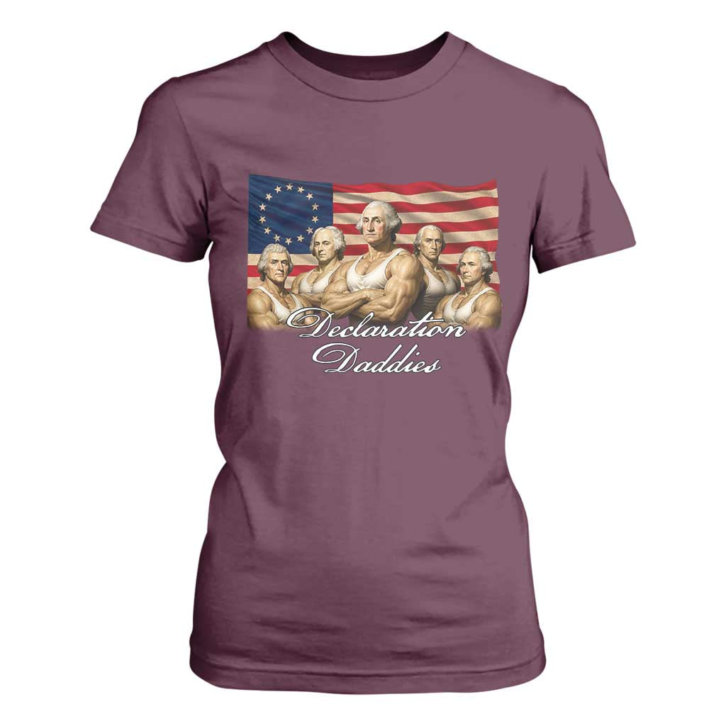 Declaration Daddies Funny 4th of July Founding Fathers T Shirt For Women Vintage Betsy Ross Flag