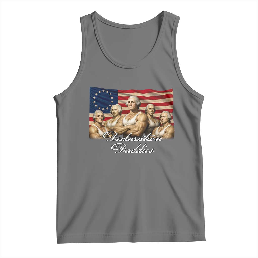 Declaration Daddies Funny 4th of July Founding Fathers Tank Top Vintage Betsy Ross Flag