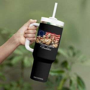 Declaration Daddies Funny 4th of July Founding Fathers Tumbler With Handle Vintage Betsy Ross Flag