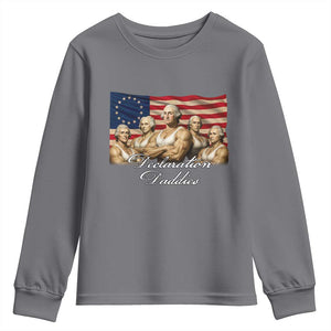 Declaration Daddies Funny 4th of July Founding Fathers Youth Sweatshirt Vintage Betsy Ross Flag