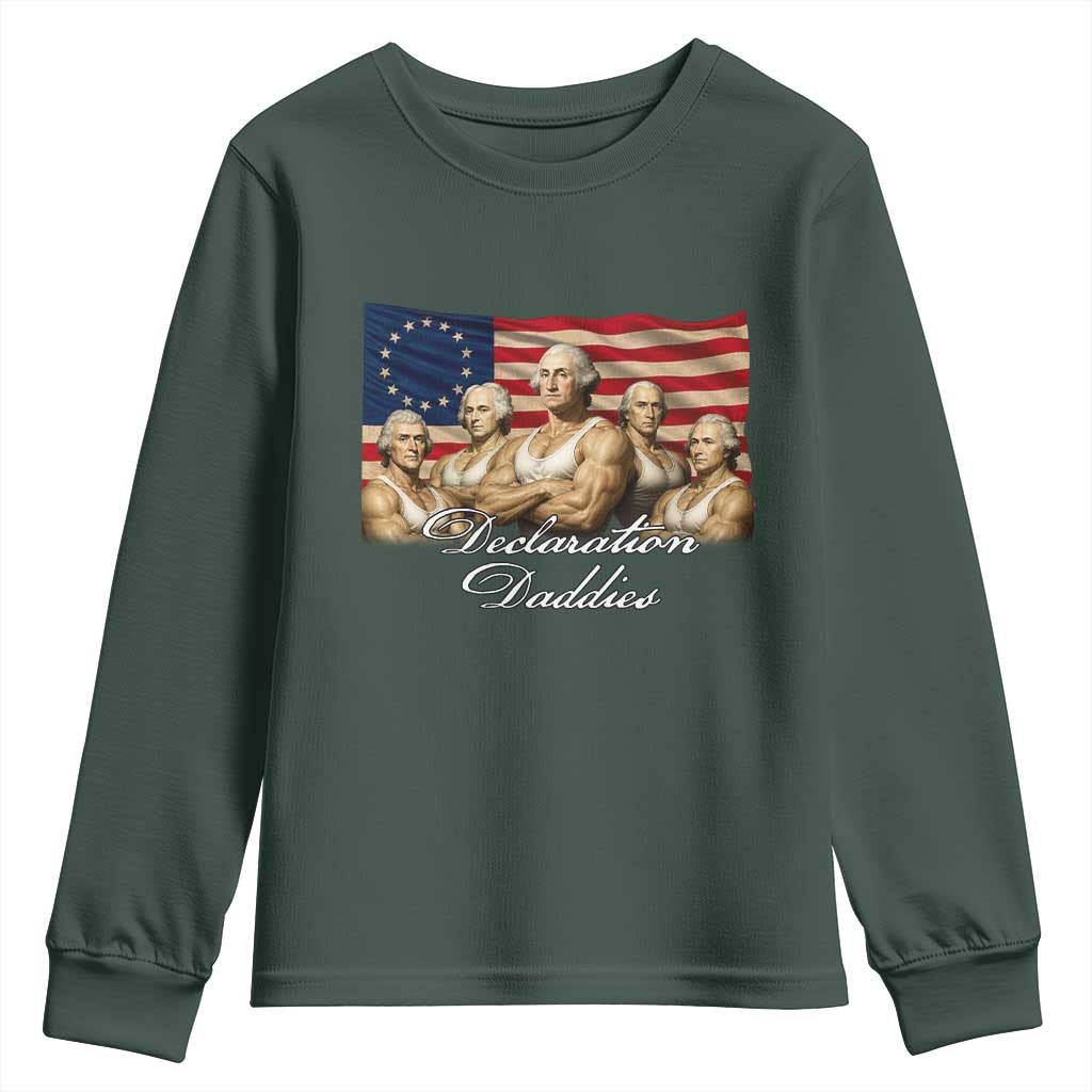 Declaration Daddies Funny 4th of July Founding Fathers Youth Sweatshirt Vintage Betsy Ross Flag