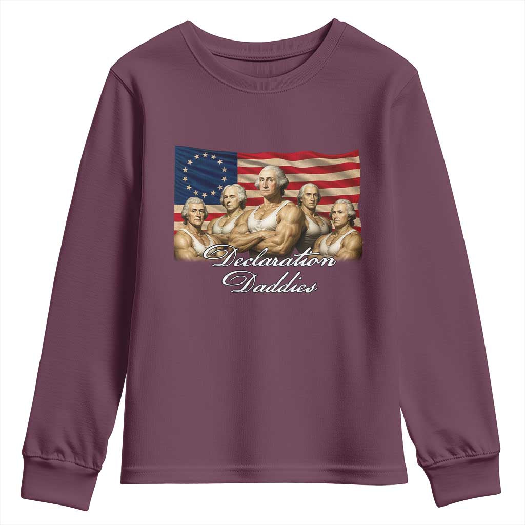 Declaration Daddies Funny 4th of July Founding Fathers Youth Sweatshirt Vintage Betsy Ross Flag