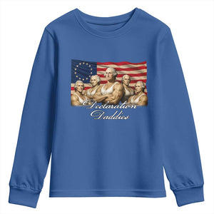 Declaration Daddies Funny 4th of July Founding Fathers Youth Sweatshirt Vintage Betsy Ross Flag