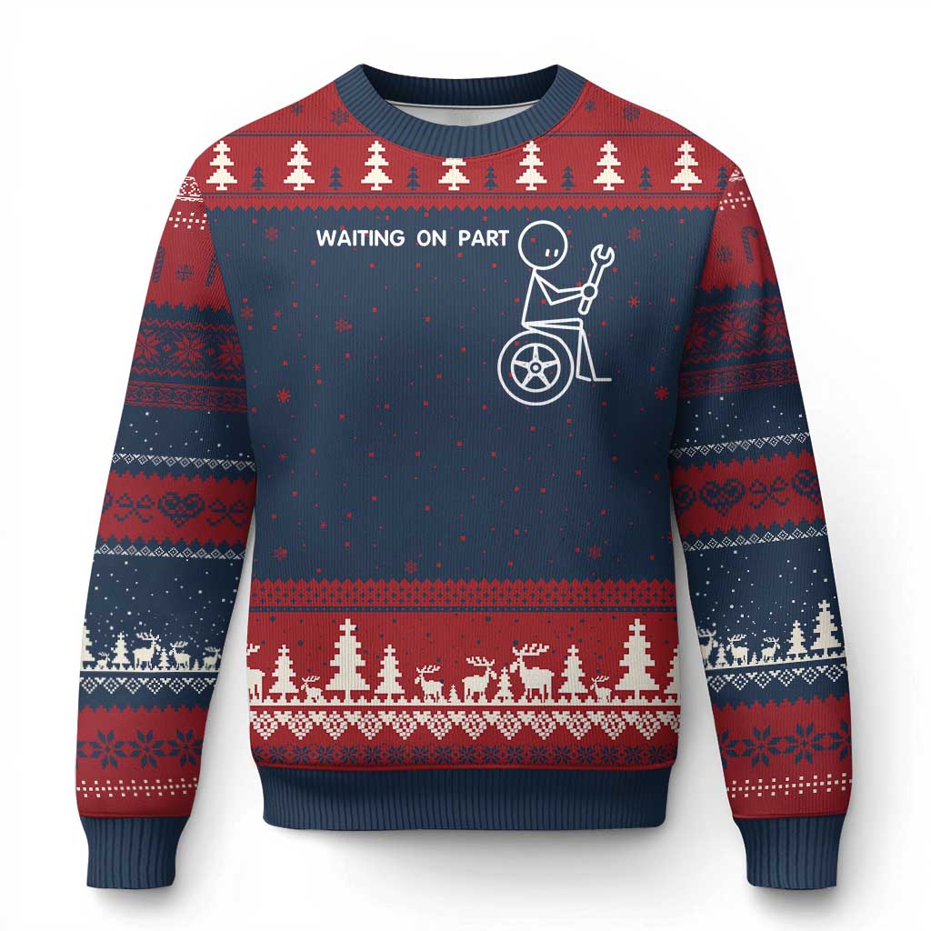 Waiting On Parts Funny Mechanic Ugly Christmas Sweater Car Technician Auto Repair Life TS11 Navy Red Print Your Wear