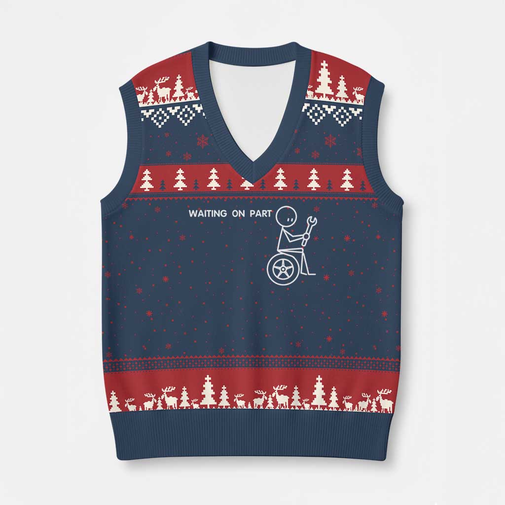 Waiting On Parts Funny Mechanic V-Neck Knit Sweater Vest Car Technician Auto Repair Life TS11 Navy Red Print Your Wear