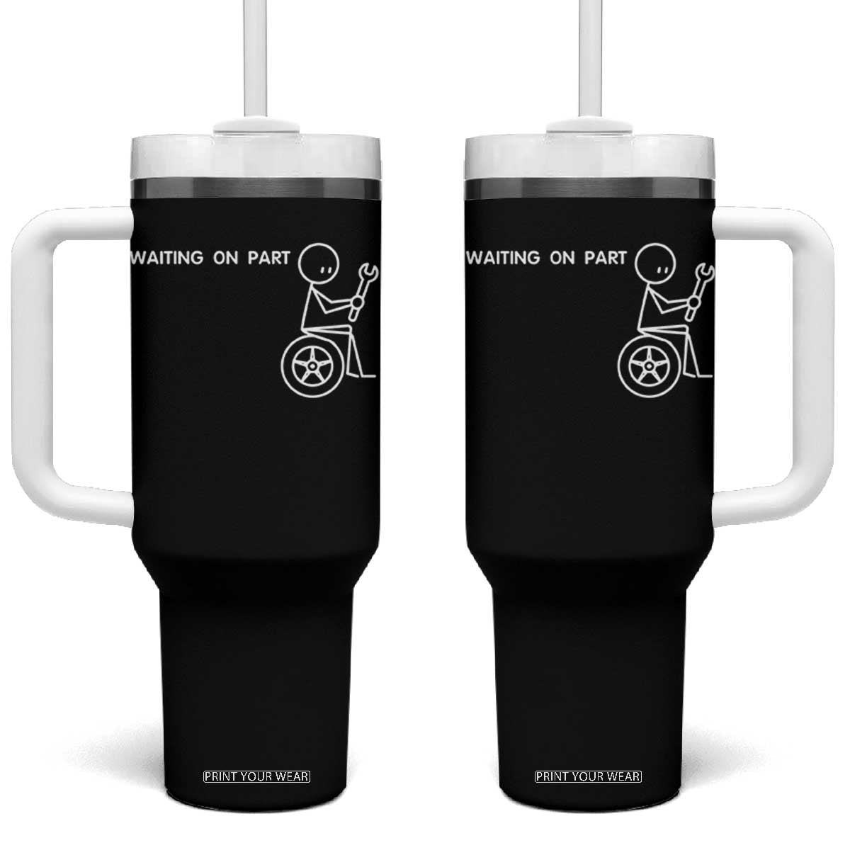 Waiting On Parts Funny Mechanic Tumbler With Handle Car Technician Auto Repair Life TS11 One Size: 40 oz Black Print Your Wear