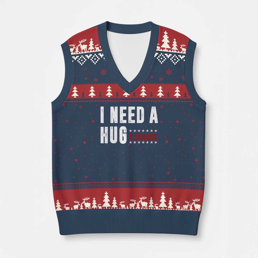 I Need A Huge Garage Funny Mechanic V-Neck Knit Sweater Vest Car Enthusiast TS11 Navy Red Print Your Wear