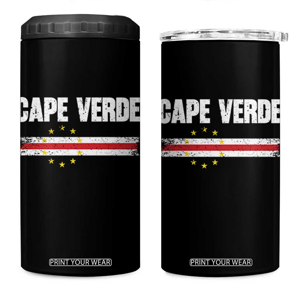 Cape Verde Pride Vintage Cape Verdean Flag 10 Stars 4 in 1 Can Cooler Tumbler