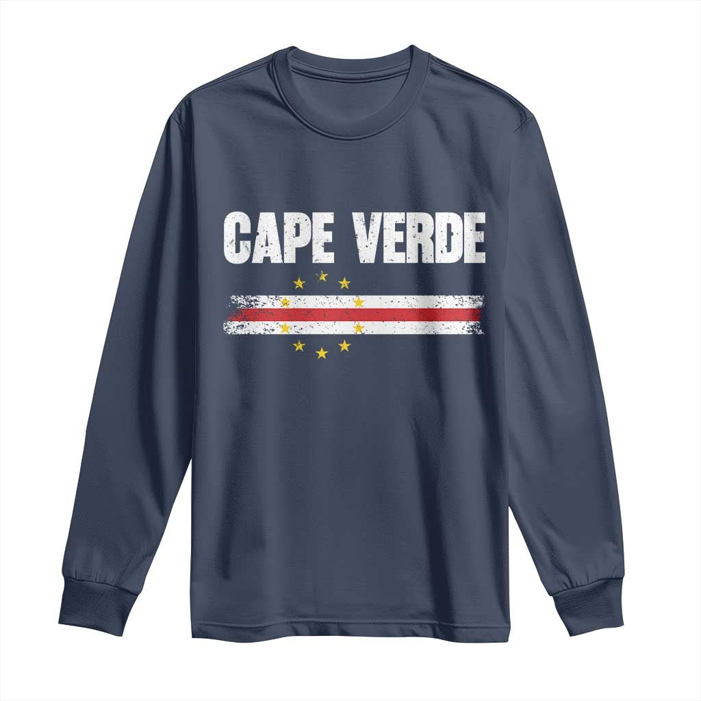 Cape Verde Pride Vintage Cape Verdean Flag 10 Stars Long Sleeve Shirt
