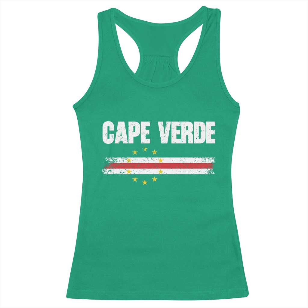Cape Verde Pride Vintage Cape Verdean Flag 10 Stars Racerback Tank Top