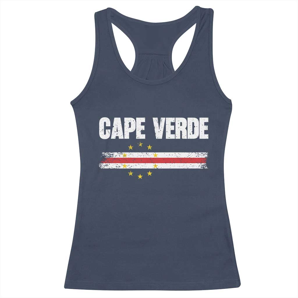 Cape Verde Pride Vintage Cape Verdean Flag 10 Stars Racerback Tank Top