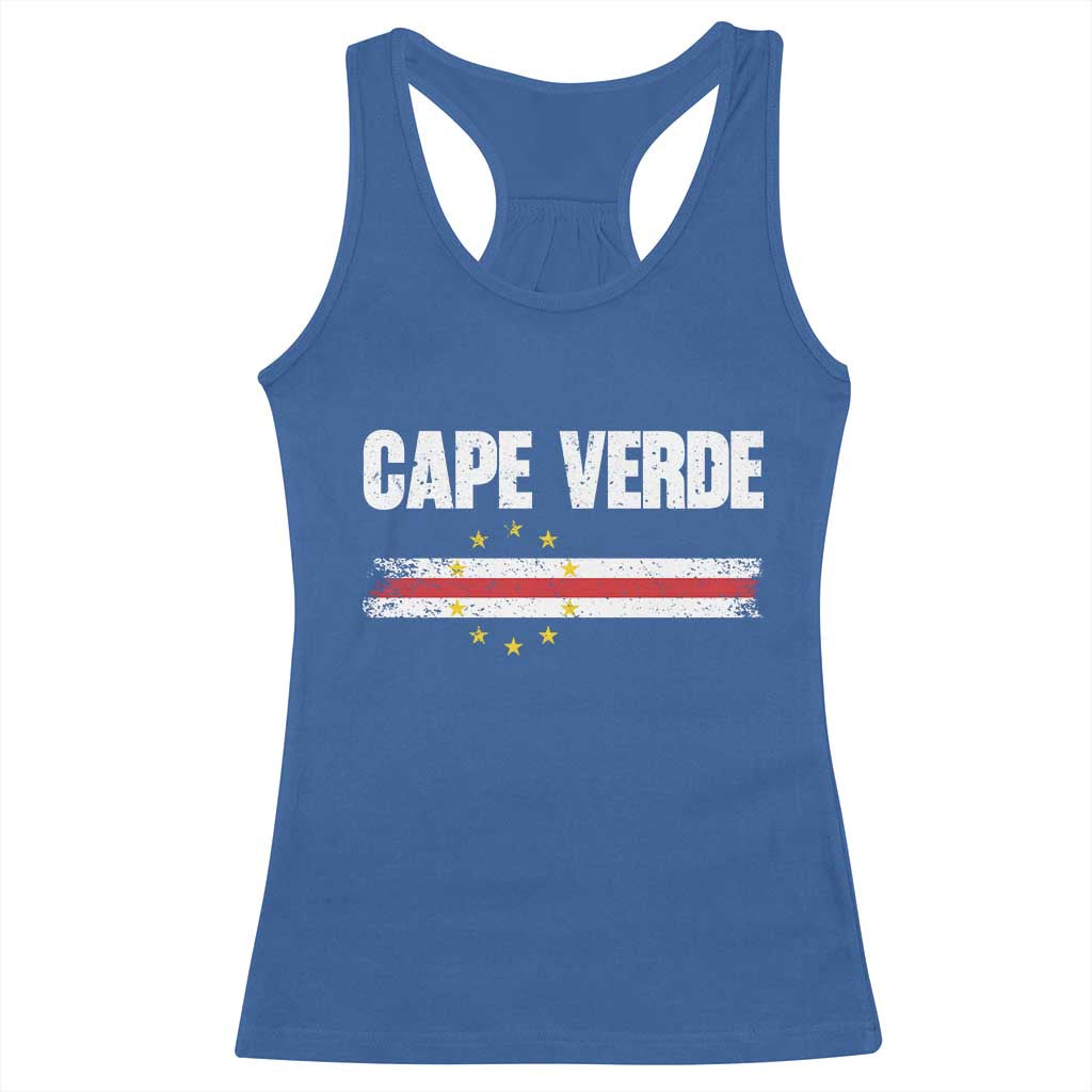 Cape Verde Pride Vintage Cape Verdean Flag 10 Stars Racerback Tank Top