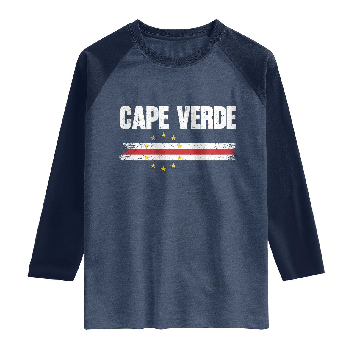 Cape Verde Pride Vintage Cape Verdean Flag 10 Stars Raglan Shirt
