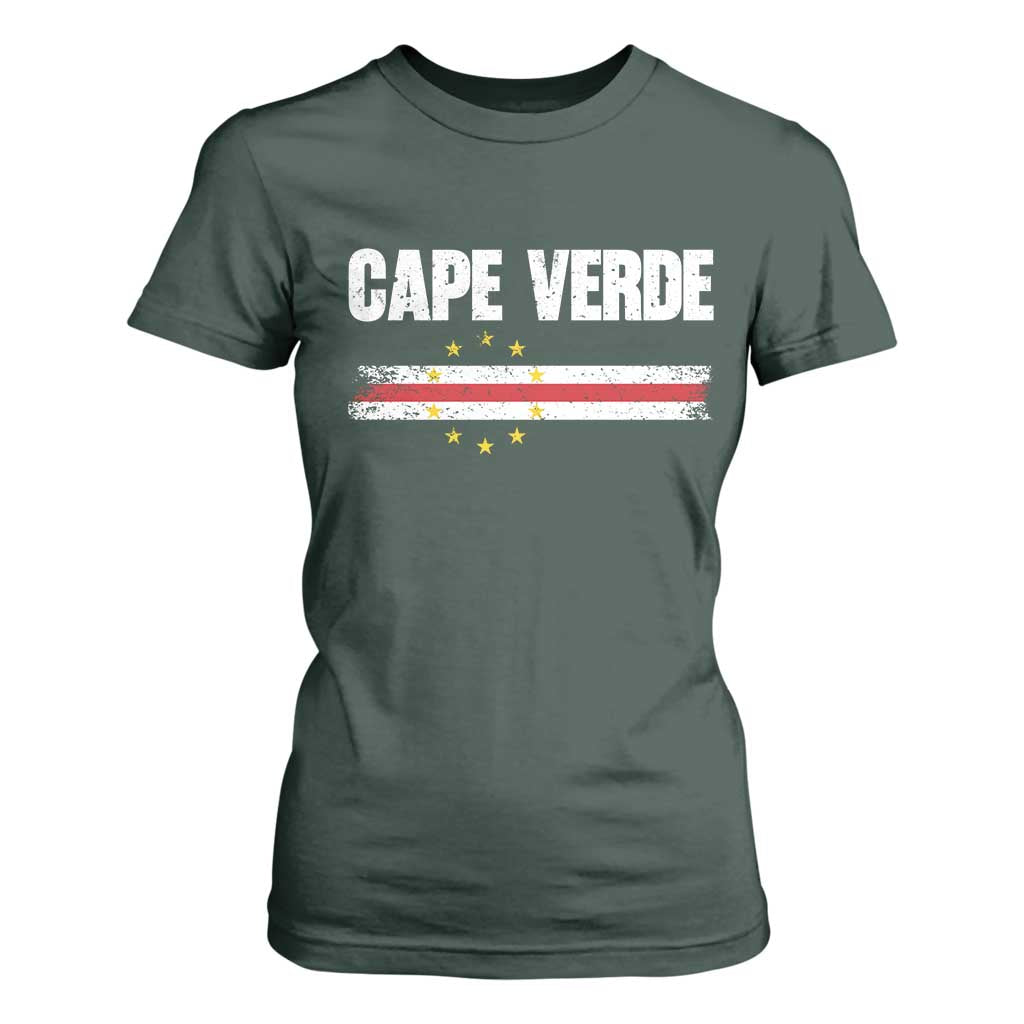 Cape Verde Pride Vintage Cape Verdean Flag 10 Stars T Shirt For Women