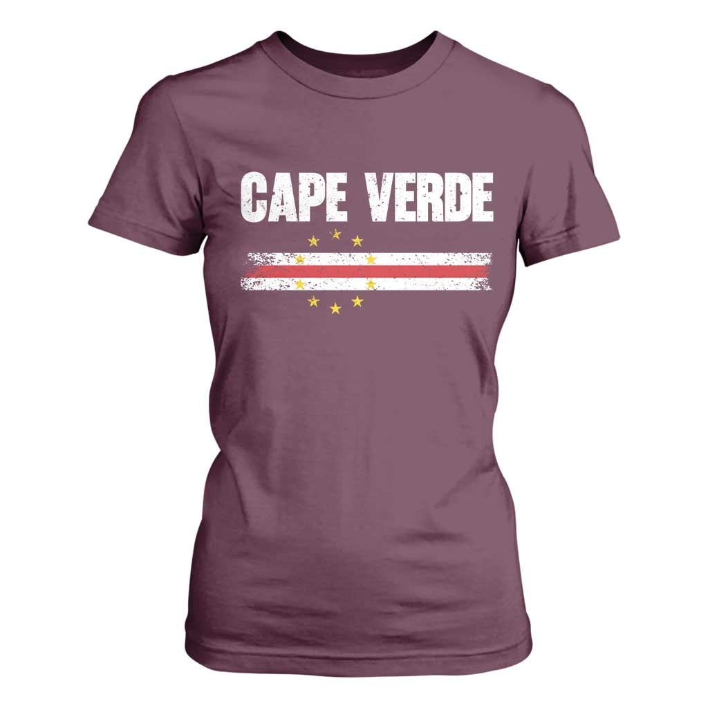 Cape Verde Pride Vintage Cape Verdean Flag 10 Stars T Shirt For Women