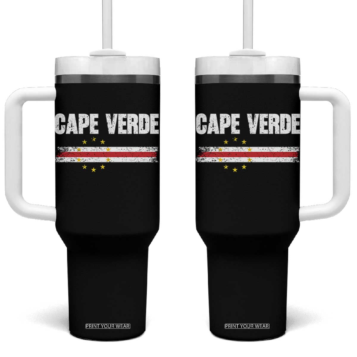 Cape Verde Pride Vintage Cape Verdean Flag 10 Stars Tumbler With Handle