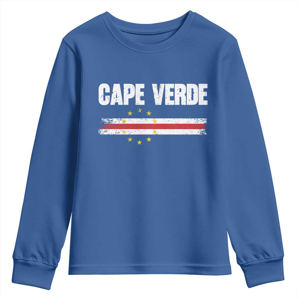 Cape Verde Pride Vintage Cape Verdean Flag 10 Stars Youth Sweatshirt TS11 Royal Blue Print Your Wear