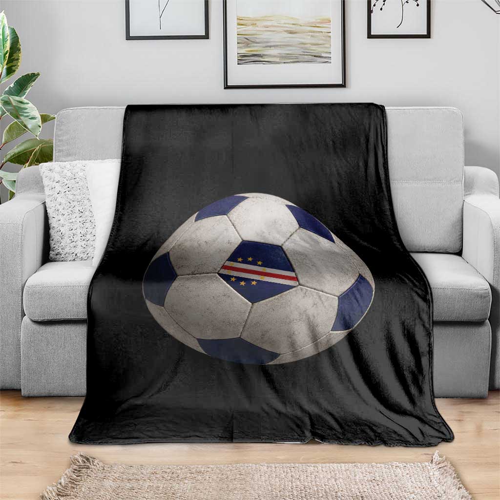 Cabo Verde Football Vintage Soccer Ball Graphic Throw Blanket