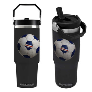 Cabo Verde Football Vintage Soccer Ball Graphic Flip Straw Tumbler