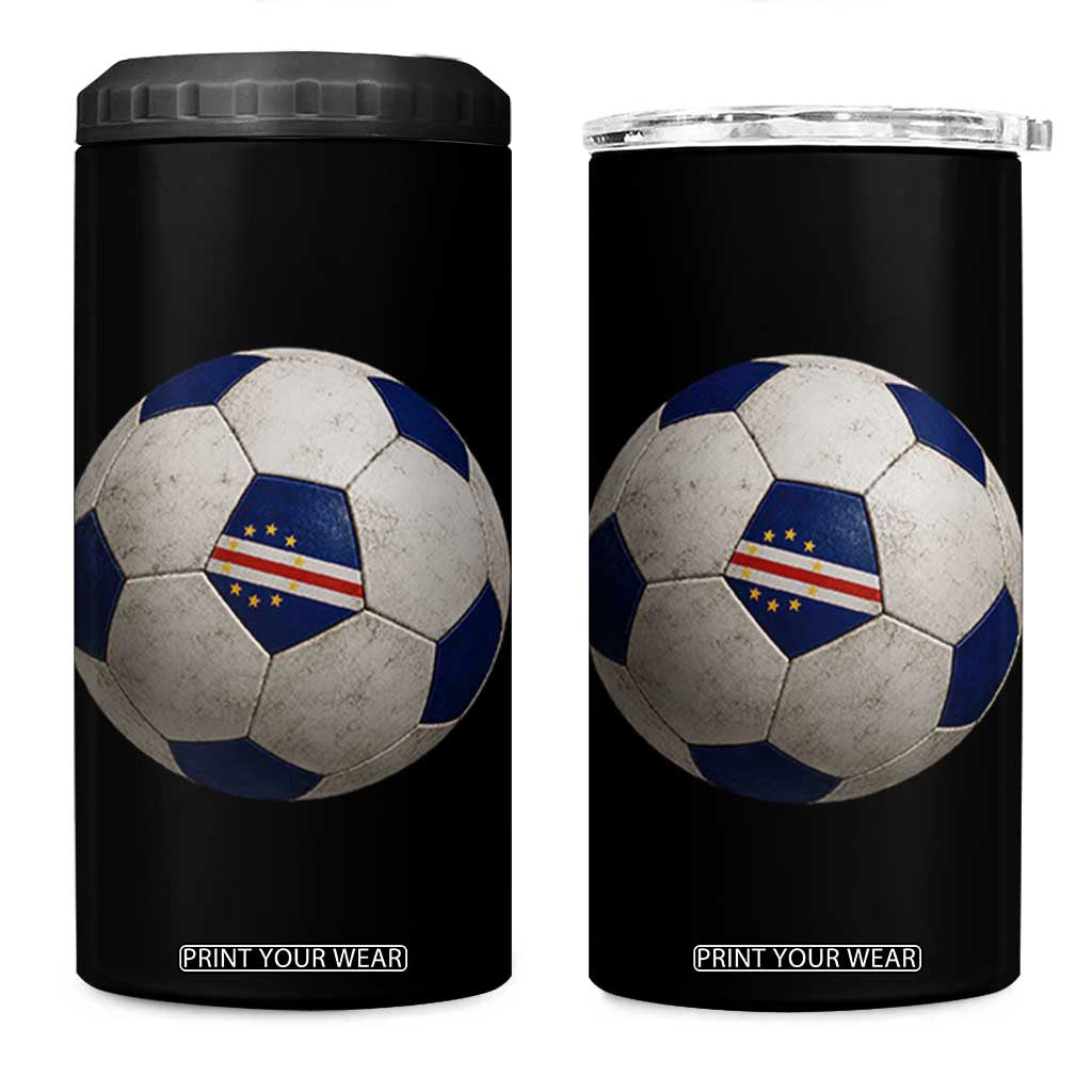 Cabo Verde Football Vintage Soccer Ball Graphic 4 in 1 Can Cooler Tumbler