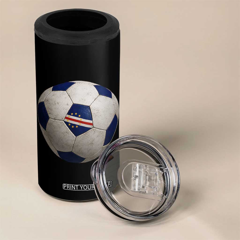 Cabo Verde Football Vintage Soccer Ball Graphic 4 in 1 Can Cooler Tumbler