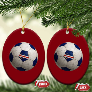 Cabo Verde Football Vintage Soccer Ball Graphic Ceramic Ornament