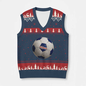 Cabo Verde Football Vintage Soccer Ball Graphic V-Neck Knit Sweater Vest