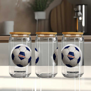 Cabo Verde Football Vintage Soccer Ball Graphic Glass Can