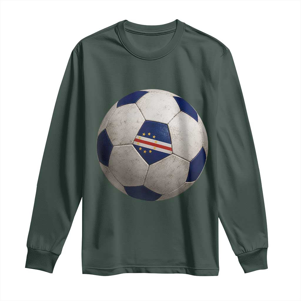Cabo Verde Football Vintage Soccer Ball Graphic Long Sleeve Shirt