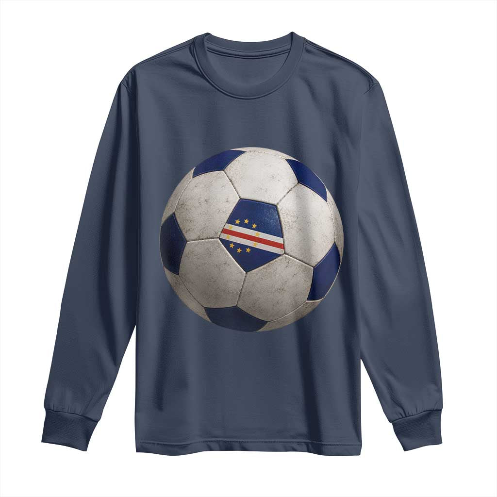 Cabo Verde Football Vintage Soccer Ball Graphic Long Sleeve Shirt