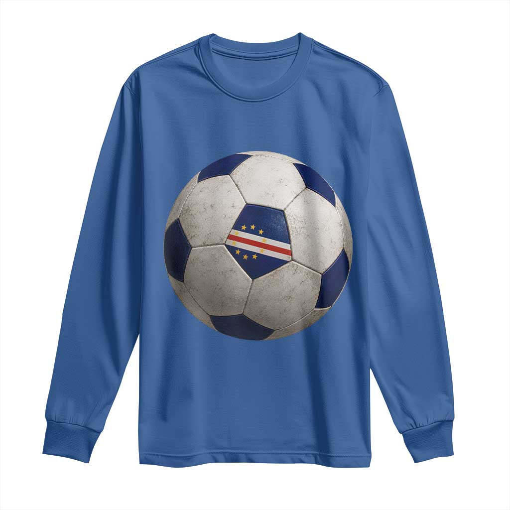 Cabo Verde Football Vintage Soccer Ball Graphic Long Sleeve Shirt TS11 Royal Blue Print Your Wear