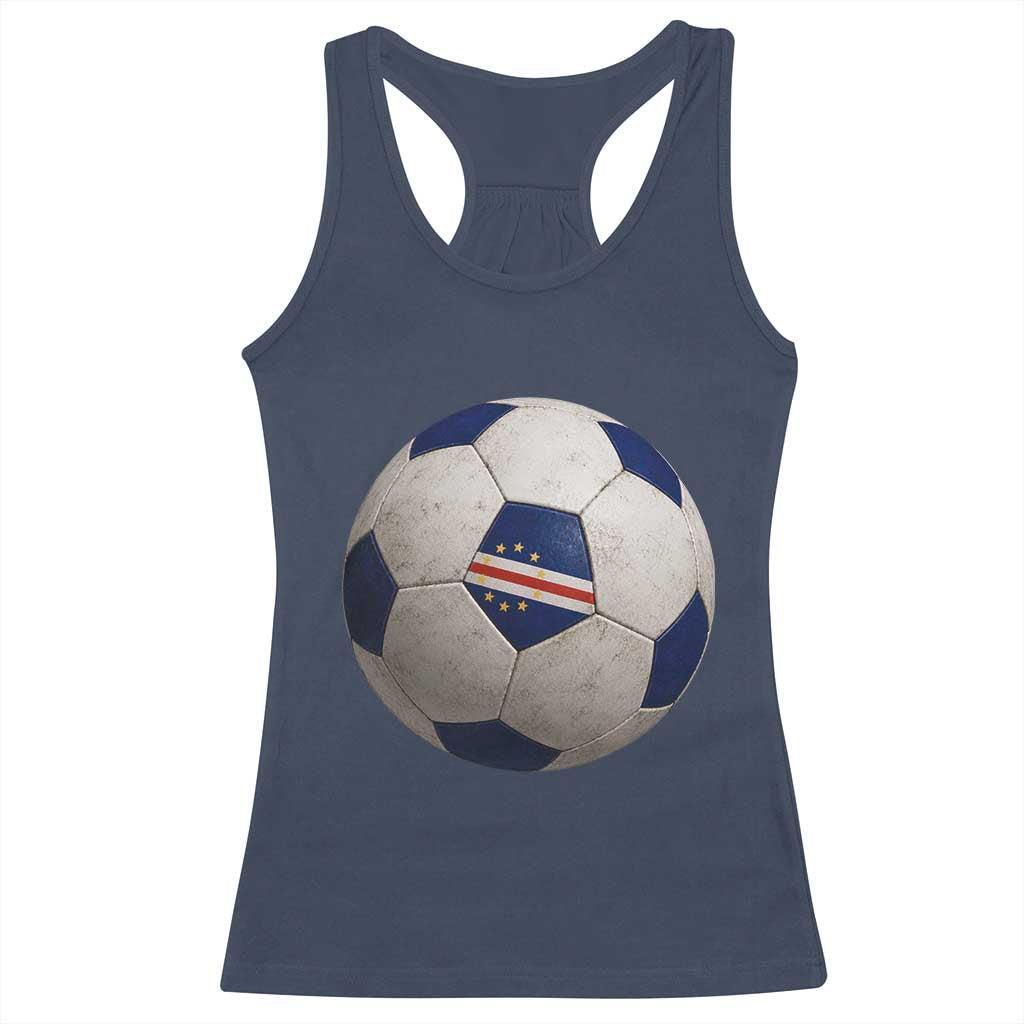 Cabo Verde Football Vintage Soccer Ball Graphic Racerback Tank Top